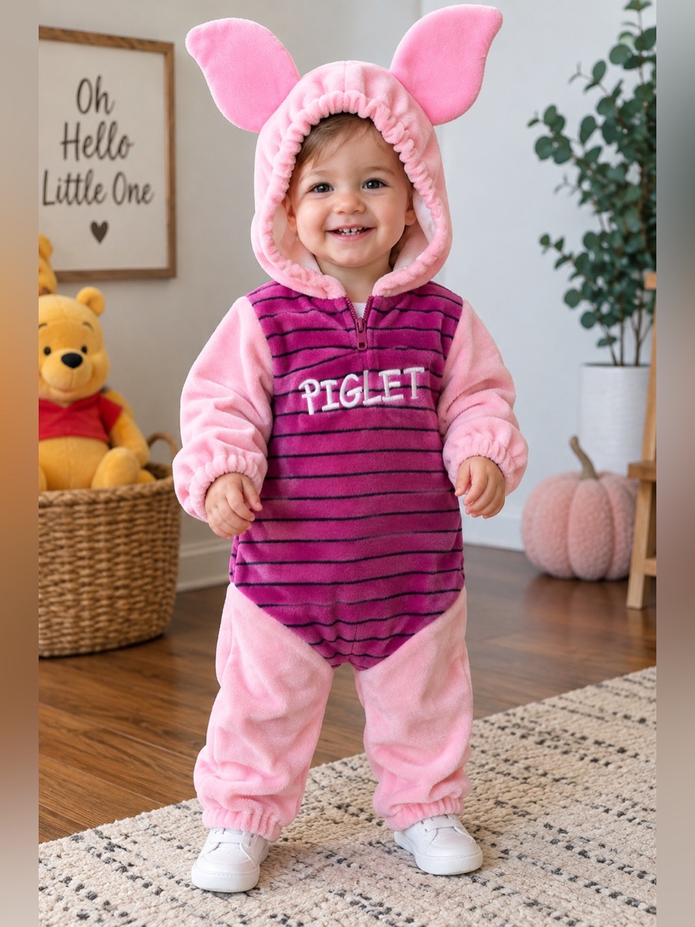Disney Piglet Baby Costume 6-12 Months Plush Hooded One Piece Halloween